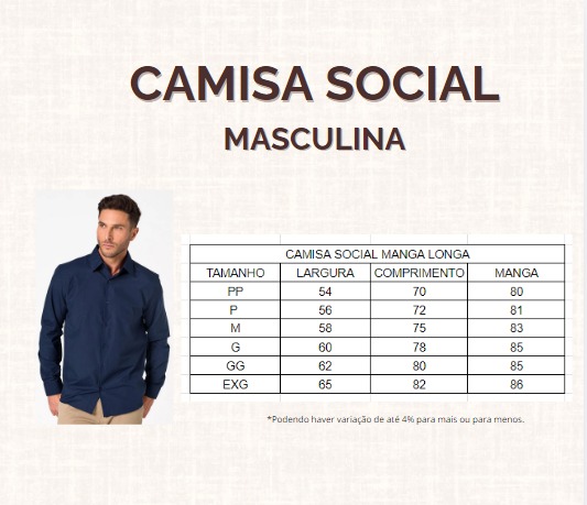 CAMISA SOCIAL ML 100% ALGOD�O